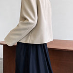 ラウンドネックストレートテーラードジャケット 裏地付 2色入 - liwisi