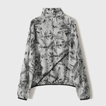 Stand Collar Ink Print Piped Hem Blouson - liwisi