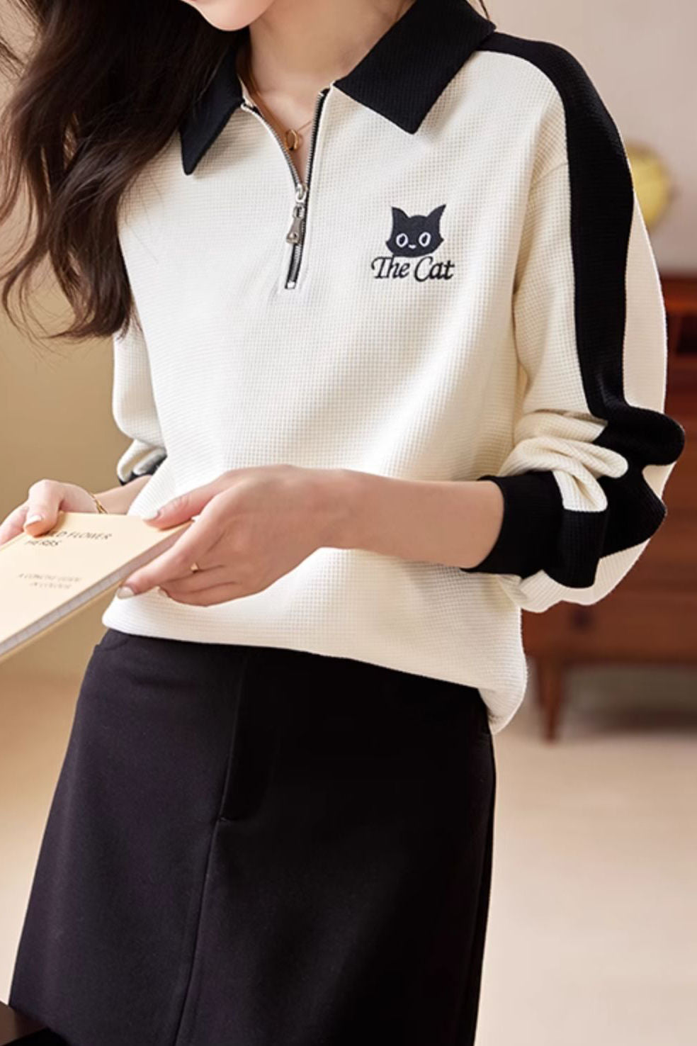 Casual Versatile Polo-Collar Half-Zip Pullover Hoodie - liwisi