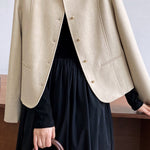 ラウンドネックストレートテーラードジャケット 裏地付 2色入 - liwisi