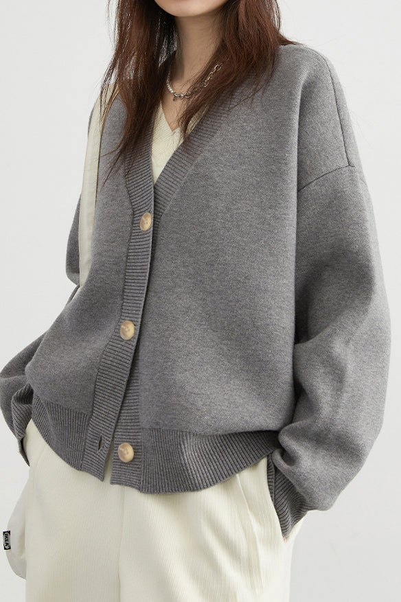 Layered Look V-Neck Drop Shoulder Knit - 4 Colors Available - liwisi