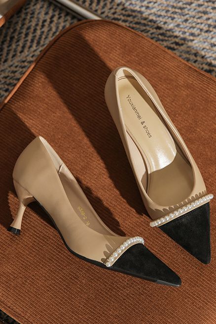 Pearl-pointed mid-heel high heels - liwisi