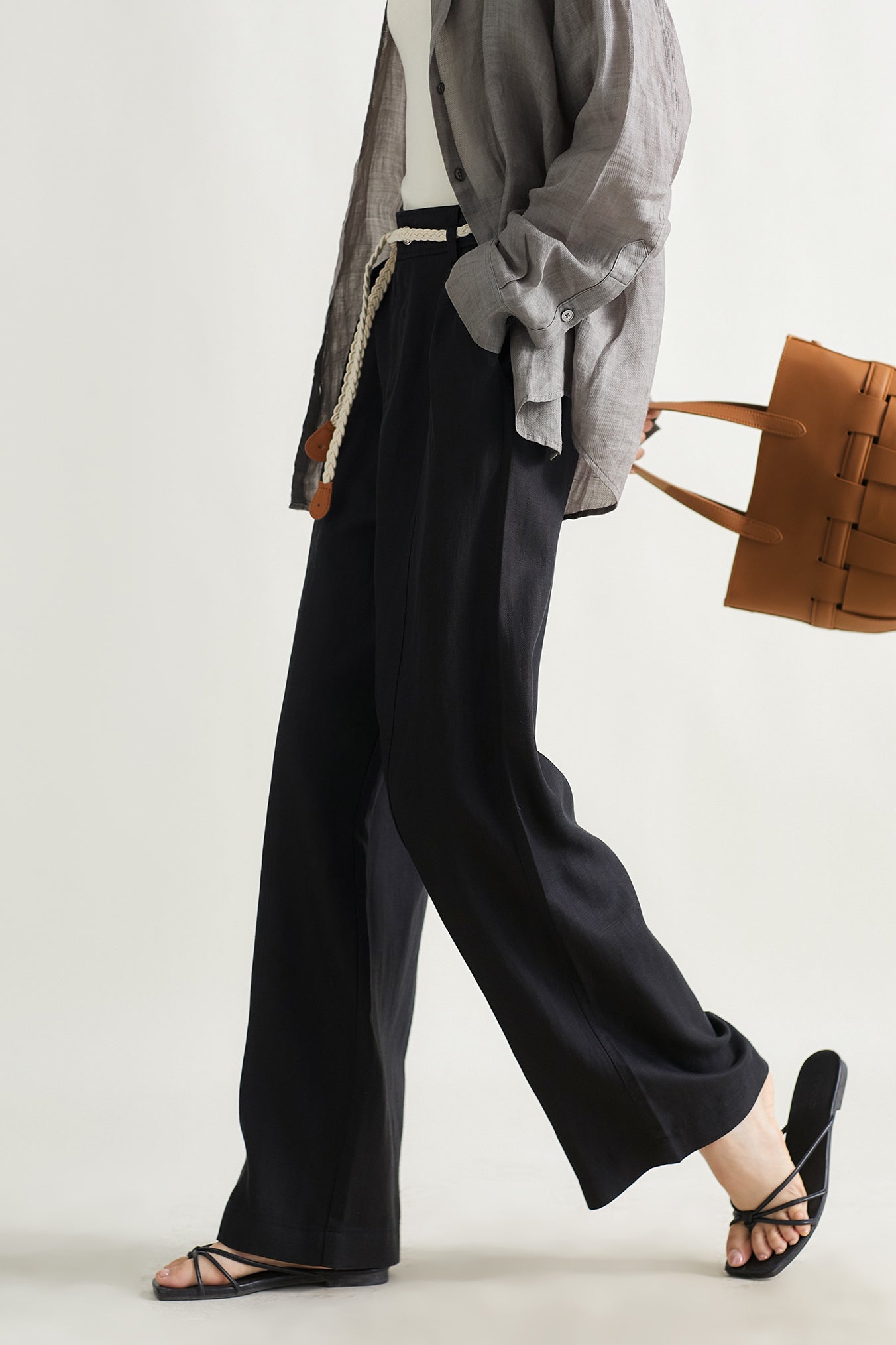 Woven Belt Casual Maxi Pants - 3 Colors Available - liwisi