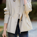 Simple lapel trench coat - liwisi