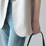 Vネックランタンスリーブシングルプレストジャケット 裏地付 2色入 - liwisi