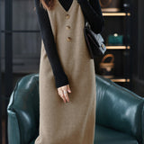 Casual Versatile V-Neck Sleeveless Pullover Knitted Dress