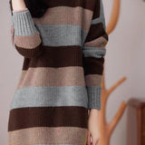 Casual Loose Pullover Color-Block Knitted Dress
