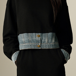 Fake two-piece spliced hoodie and long skirt two-piece set - liwisi