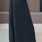 Office Versatile High-Waist Wool Blend Cropped Wide-Leg Pants