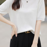 Round Neck Openwork Knit Top - 5 Colors Available - liwisi