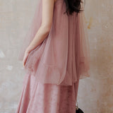 Halter Neck Tulle Contrast Ombre Long Dress with Lining - 3 Colors Available - liwisi