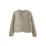 ラウンドネックストレートテーラードジャケット 裏地付 2色入 - liwisi