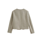 ラウンドネックストレートテーラードジャケット 裏地付 2色入 - liwisi