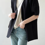 Vネックランタンスリーブシングルプレストジャケット 裏地付 2色入 - liwisi