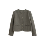 ラウンドネックストレートテーラードジャケット 裏地付 2色入 - liwisi