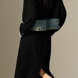 Fake two-piece spliced hoodie and long skirt two-piece set - liwisi