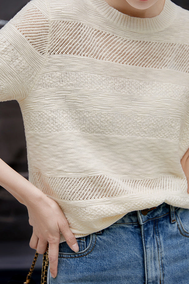Jacquard Hollow-Out Knit Sweater - liwisi