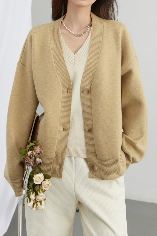 Layered Look V-Neck Drop Shoulder Knit - 4 Colors Available - liwisi