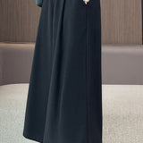 Office Versatile High-Waist Wool Blend Cropped Wide-Leg Pants