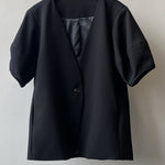 Vネックランタンスリーブシングルプレストジャケット 裏地付 2色入 - liwisi