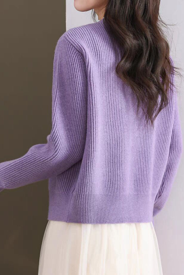 Pearl-decorated knitted sweater cardigan - liwisi