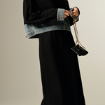 Fake two-piece spliced hoodie and long skirt two-piece set - liwisi