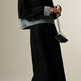 Fake two-piece spliced hoodie and long skirt two-piece set - liwisi