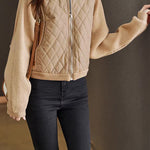 Casual Versatile Stand-Collar Paneled Batwing Sleeve Short Coat - liwisi