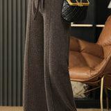 High Waist Drawstring Plain Knit Wide Pants - 4 Colors Available - liwisi