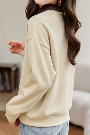 Dog Pattern Embroidered Patchwork Long Sleeve Casual Sweatshirt - 3 Colors Available - liwisi