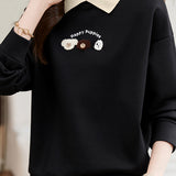 Dog Pattern Embroidered Patchwork Long Sleeve Casual Sweatshirt - 3 Colors Available - liwisi