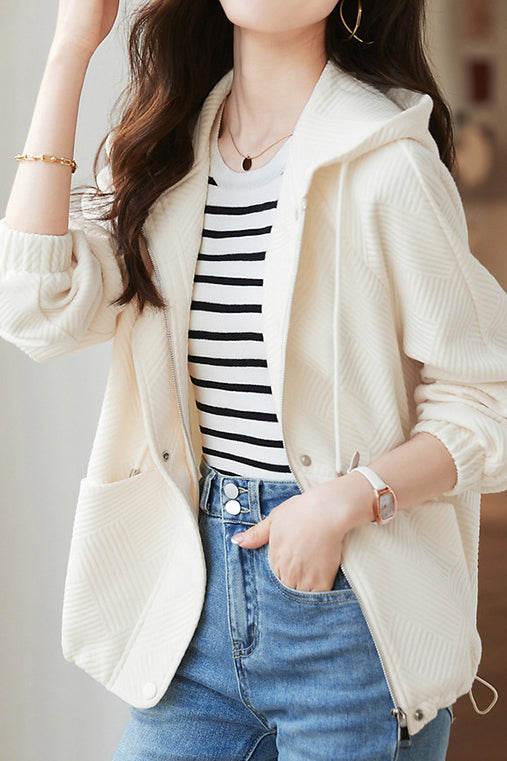 Textured Hooded Jacket - 2 Colors Available - liwisi