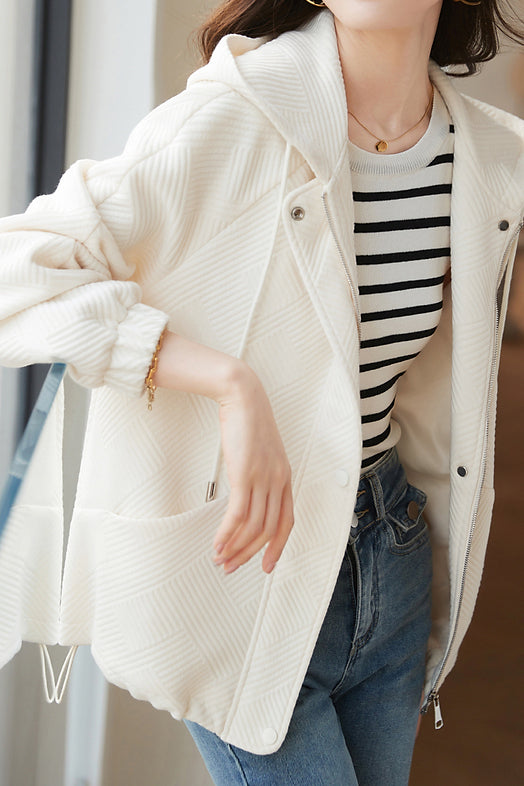 Textured Hooded Jacket - 2 Colors Available - liwisi