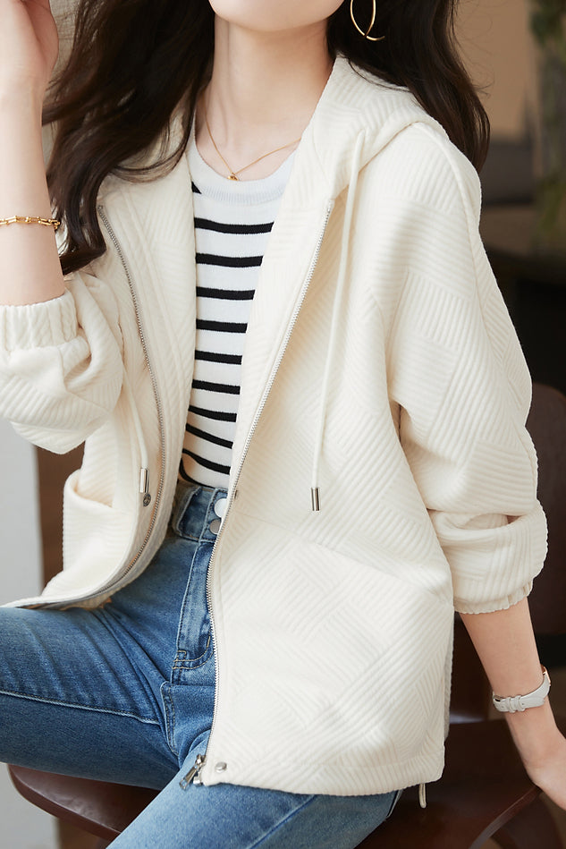 Textured Hooded Jacket - 2 Colors Available - liwisi