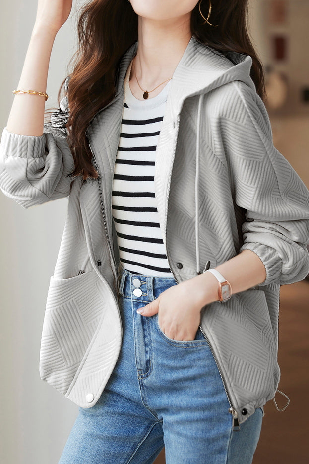 Textured Hooded Jacket - 2 Colors Available - liwisi