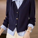 Blue Faux Two-Piece Striped Shirt - liwisi