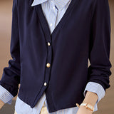 Blue Faux Two-Piece Striped Shirt - liwisi
