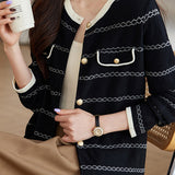 Elegant Round Neck Long Sleeve Striped Cardigan - 4 Colors Available - liwisi