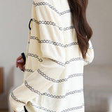 Elegant Round Neck Long Sleeve Striped Cardigan - 4 Colors Available - liwisi