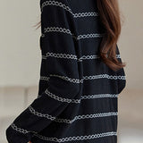 Elegant Round Neck Long Sleeve Striped Cardigan - 4 Colors Available - liwisi