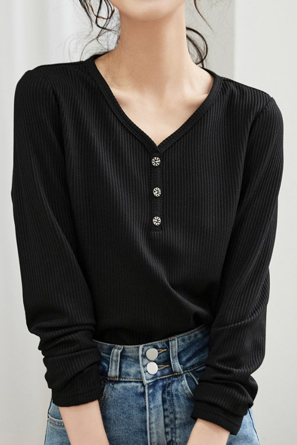 Black Tight Fit Long Sleeve Knit - liwisi