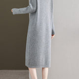 Simple and Comfortable Long Jacquard Knit Dress in 2 Colors - liwisi