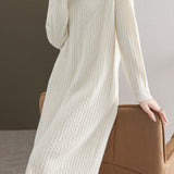 Simple and Comfortable Long Jacquard Knit Dress in 2 Colors - liwisi