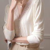 Elegant Lace Patchwork Knitwear in 2 Colors - liwisi