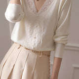 Elegant Lace Patchwork Knitwear in 2 Colors - liwisi