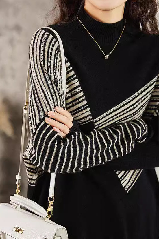 Casual Mock Neck Fringe Knitwear in 2 Colors - liwisi