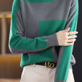 High Neck Color Block Knit Top in 4 Colors - liwisi