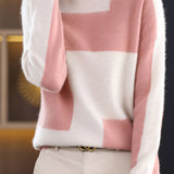 High Neck Color Block Knit Top in 4 Colors - liwisi