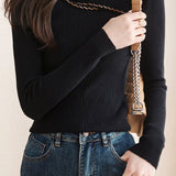 Round Neck Beaded Hollow Knit Top - liwisi