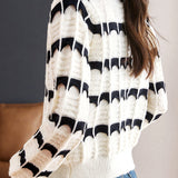 Fashionable Color Block Striped Knit Cardigan - liwisi